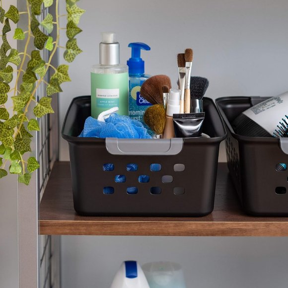 12Pack Black Small Shelf Storage Basket Organizer for Pantries - Picture 5 of 7